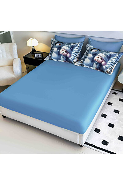 CHIRASO Lenjerie Crăciun CHIRASO, 5D, Cearceaf ELASTIC 180x200+30cm, Husă Pilotă, 4 Fețe Pernă, Cățeluș