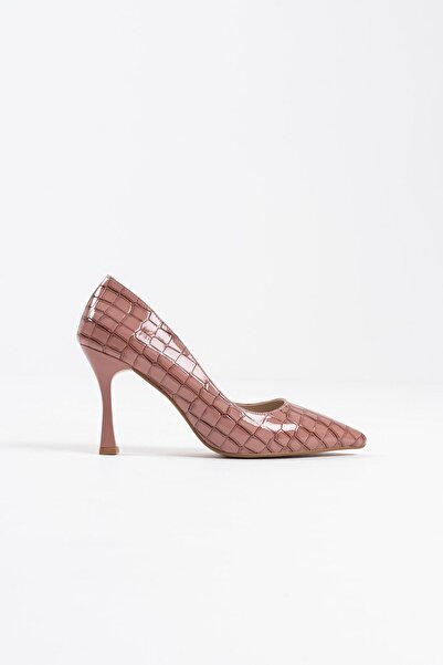 modaserdem Modasrdm Women's Salmon Crocodile Patent Leather Stiletto