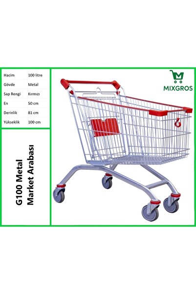 MİXGROS G100 Metal Market Alışveriş Arabası 100 Litre