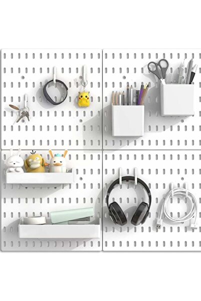 COOYA Pegboard Organiser Combination Set, Pegboard Wall Panel, Durable Plastic Wall Storage Kit(White)