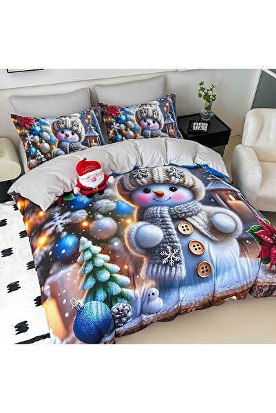 CHIRASO Christmas Bedding CHIRASO, 5D, ELASTIC Sheet 180x200+30cm, Duvet Cover, 4 Pillowcases, Snowman