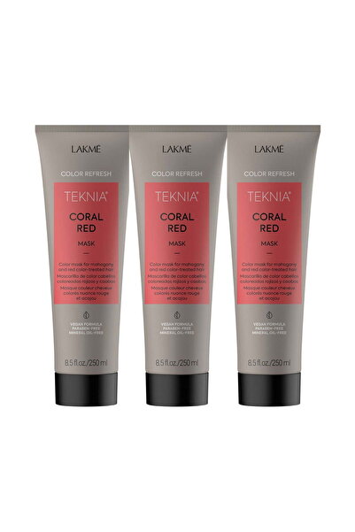 Lakme Pachet pentru parul vopsit rosu, Lakme, Coral Red, 3 x Tratament 250ml