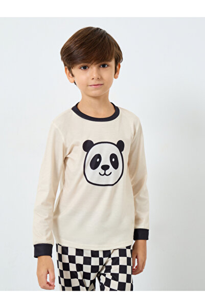 Styli Panda Printed Long Sleeve T-Shirt and Pyjama Set