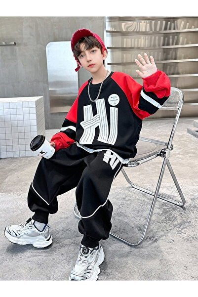 Take Two By Styli Boys Color Block Sweatshirt and Joggers Set