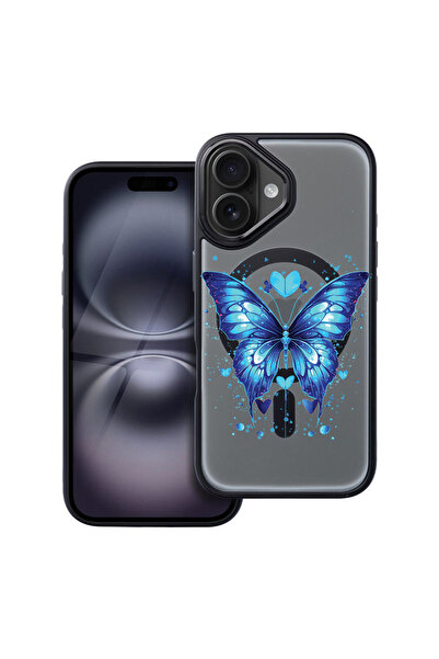 bestcase Carcasă MagSafe Shield pentru Apple iPhone 16, Albastru Fluture, hus...