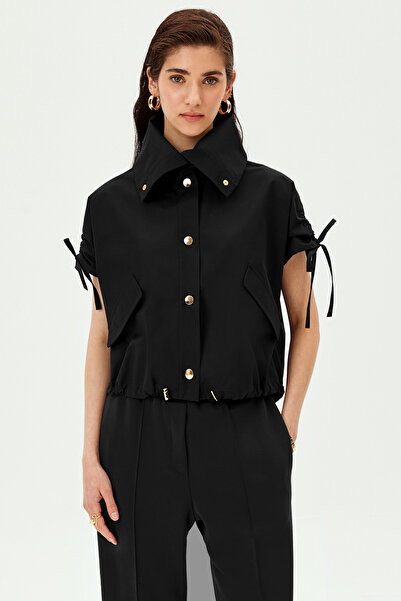 Allyco Βαμβακερό κοντομάνικο πουκάμισο με λεπτομέρεια με δαντέλα