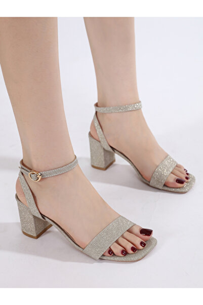 Sneak-a-Peek By Styli Embellished Ankle Strap Block Heel Sandals