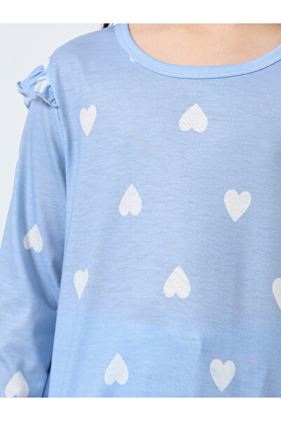 Styli Blue Heart Printed Long Sleeve Top and Pyjama Set