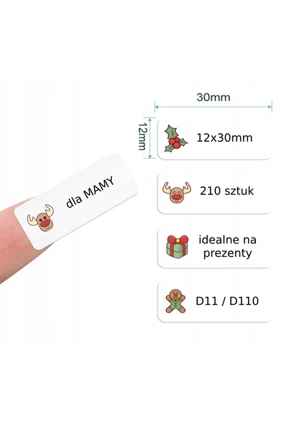 Other Etichete autocolante NIIMBOT 12*30mm 210 buc. Cadouri de Crăciun