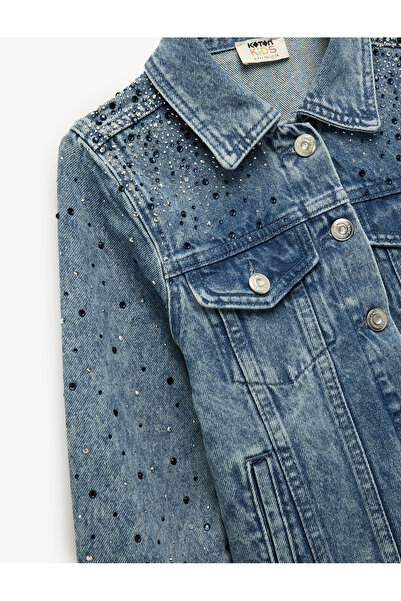 Koton Jachetă din denim cu mânecă lungă, cu buzunar acoperit din bumbac