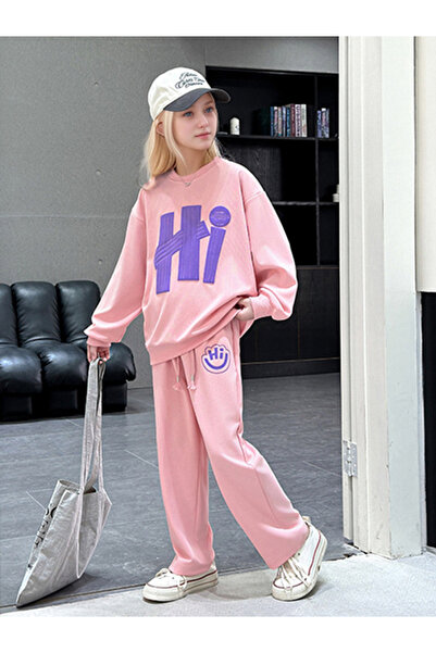 Take Two By Styli Pink Printed Sweatshirt and Jogger Set