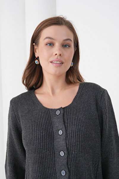New Lamierra Women's Mother's Knitwear Wool Cardigan with Pocket Detail