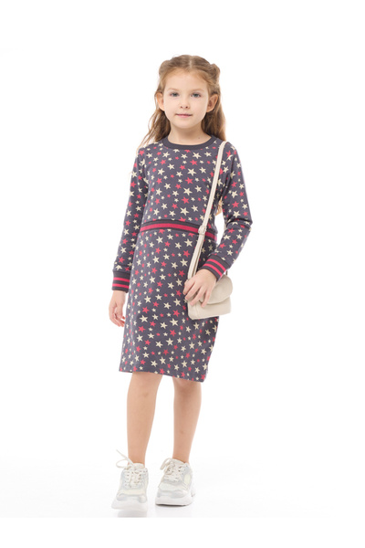 Victor and Jane By Styli Girls Star Print A-Line Casual Dress