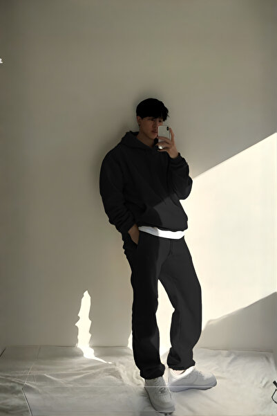 YAKAMEL طقم بدلة رياضية للرجال مكون من سترة بقلنسوة وبنطلون بثلاثة خيوط