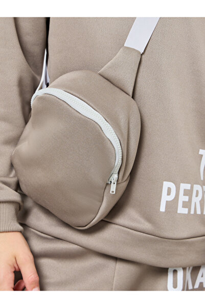 Styli Slogan Print Sweatshirt and Joggers Set with Sling Bag