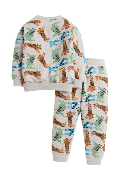 Victor and Jane By Styli Boys Beige Graphic Print Sweatshirt and Joggers Set