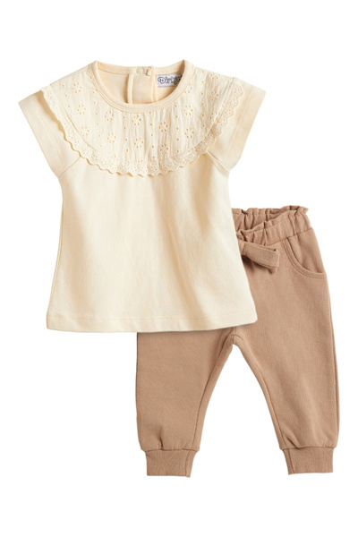 Dirkje By Styli طقم شيفلي للبنات من توب وبنطال قطني