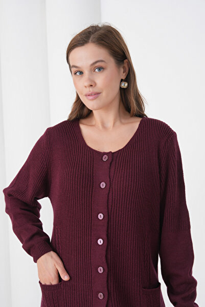 New Lamierra Women's Mother's Knitwear Wool Cardigan with Pocket Detail