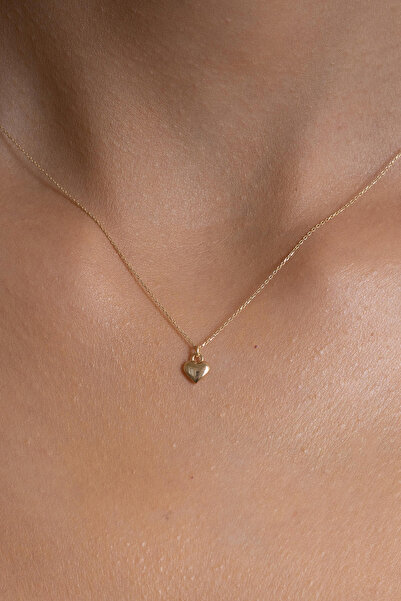 AMES GOLD KUYUMCULUK 14 Ayar Altın Işıltılı Zarif Mini Kalp Kolye