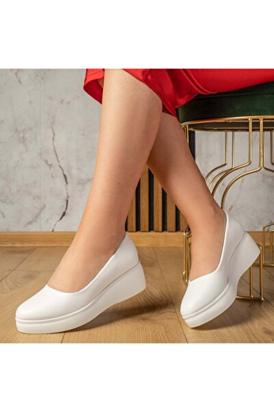 Modlet.ro Pantofi casual albi cu platformă pentru femei MOD01902