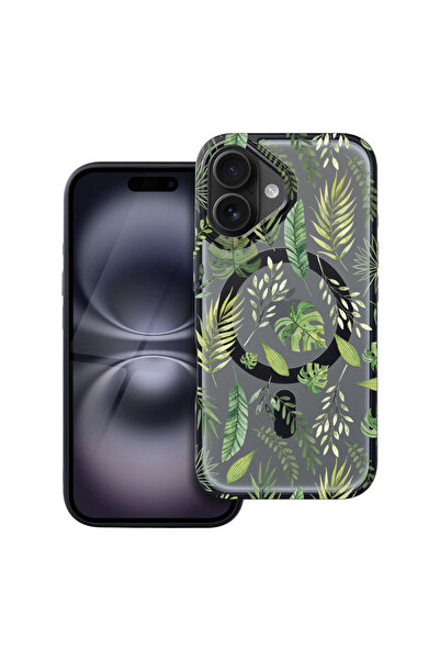 bestcase Carcasă MagSafe Shield pentru Apple iPhone 16, frunze verzi, husa 19...
