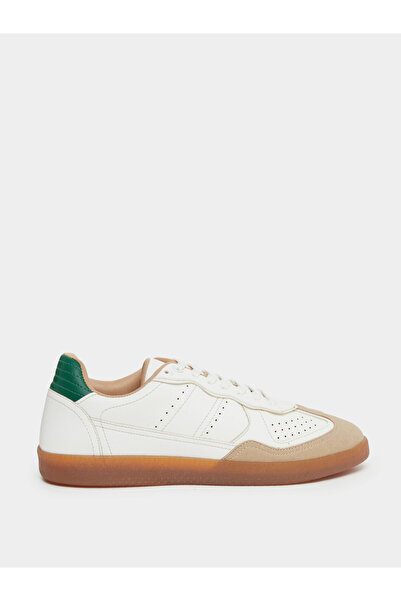 Styli Men White Cut and Sew Panel Sneakers