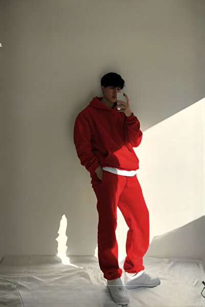 YAKAMEL طقم بدلة رياضية للرجال مكون من سترة بقلنسوة وبنطلون بثلاثة خيوط