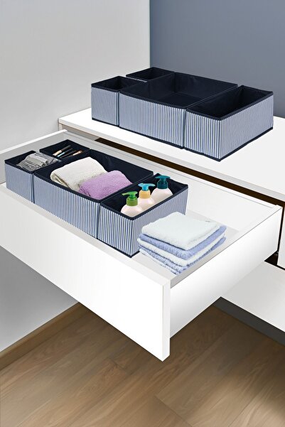 LUXWAY HOME 4'lü Lacivert Çizgili Dolap-çekmece Içi Organizer Seti 28x28x13 (...