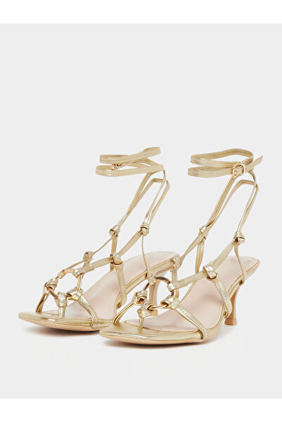 Raid By Styli Danika Knot Tie-Up Sandals with Ring Detail