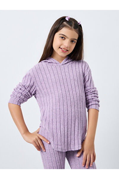 Styli Teens Lilac Hooded Knit Top and Leggings Set
