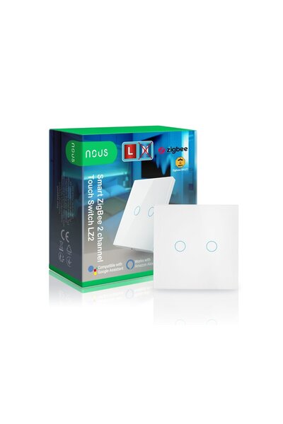 Nous Intrerupator cu touch cu 2 canale, L+L/N, Nous, ZigBee, LZ2