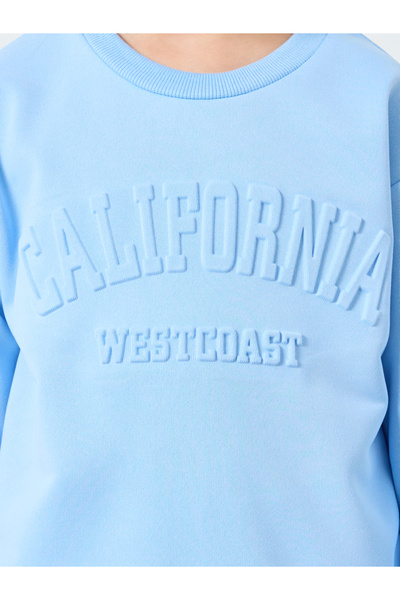 Styli Girl Embossed Slogan Sweat Top and Wide Leg Jogger Set