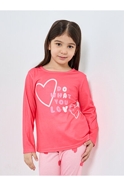 Styli Pink Printed Long Sleeve T-Shirt and Pyjama Set