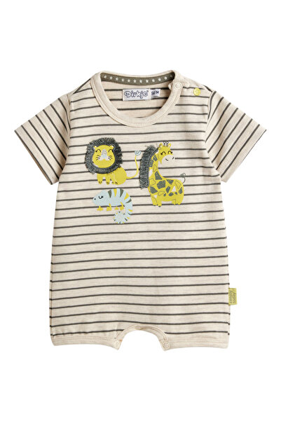 Dirkje By Styli Boys Striped Romper with Animal Print