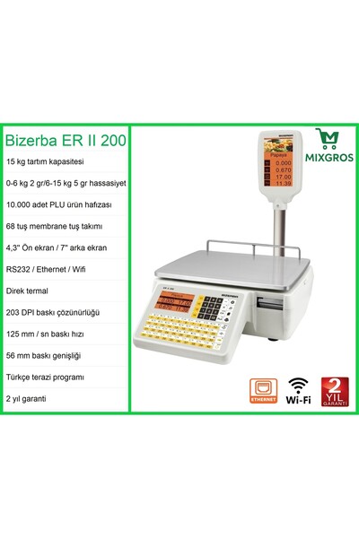 bizerba ERII 200 Etiketli Barkodlu Terazi 15 KG Wifi