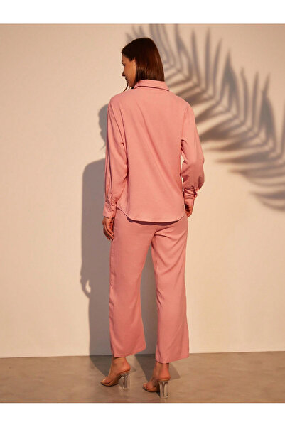 Take Two By Styli Solid Button Front Long Sleeve Shirt and Pants Co-Ords