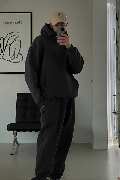 BayBayan طقم بدلة رياضية للرجال مكون من سترة بغطاء للرأس وبنطلون بثلاثة خيوط