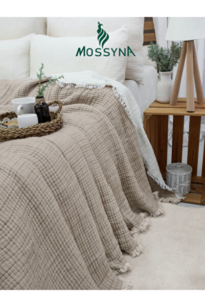 Mossyna Moss Muslin Quilt 100% Cotton 6 Layers 2500 Gr - 245 X 265 cm - 170 X 240 cm