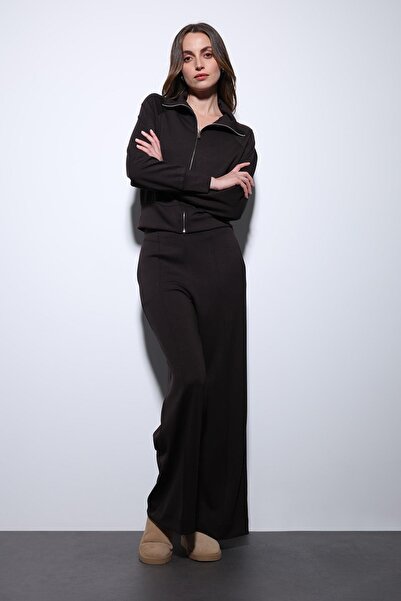 Antioch Dark Brown Zippered Women's Tracksuit Set