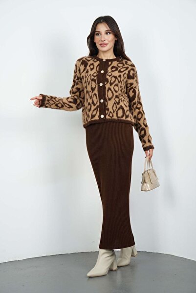 ANATOLIATEKSTILE 👗 Elegant knitted set – cardigan and midi skirt