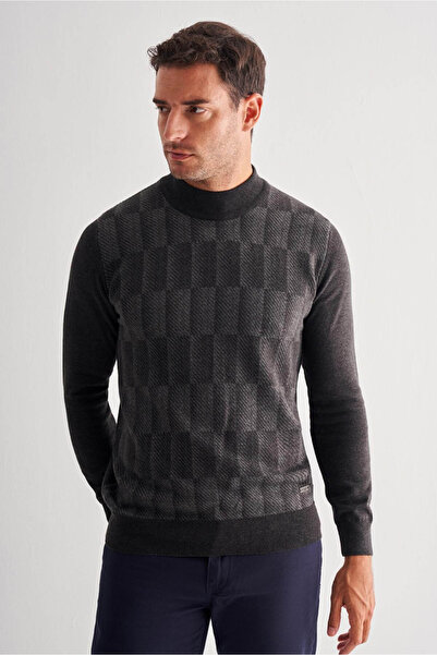 İmza Half Turtleneck Comfort Fit Knitwear Anthracite Men's Sweater 1012255212