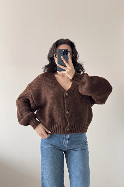 Eka Women's Brown V-Neck Cardigan 2432