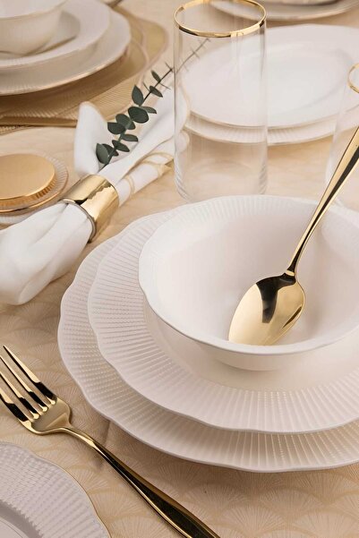 Kütahya Porselen Bone İlay 51 Parça 12 Kişilik Yemek Takımı