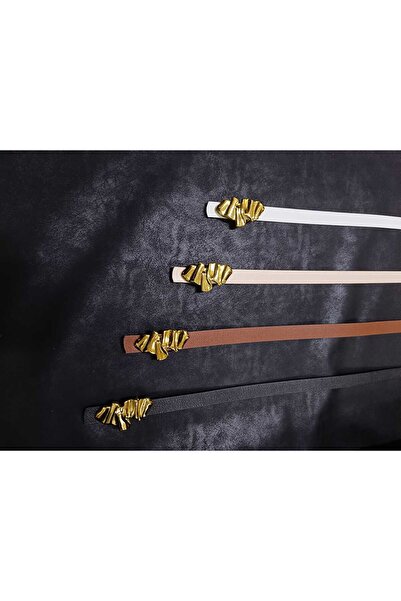 RODEO 4-Piece Thin Belt with Pattern Buckle Detail, Trouser Belt, Shirt Belt, Coat Belt