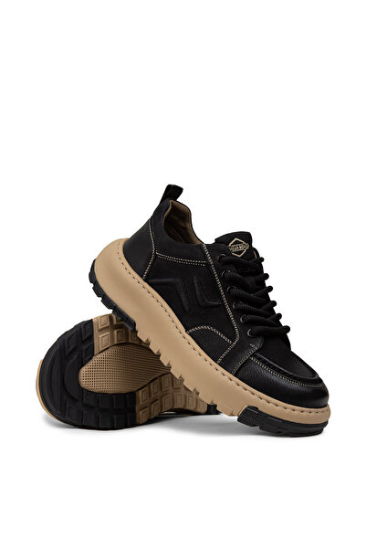 Deery Men's Genuine Nubuck Black Sneaker Shoes