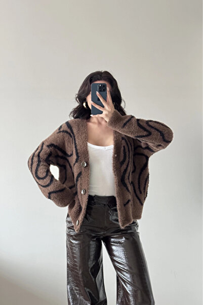 Eka Women's Brown Zebra Pattern Cardigan 2520