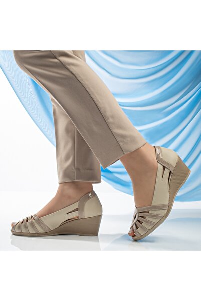 Modlet.ro Γυναικεία μπεζ πλατφόρμα casual παπούτσια MOD13345