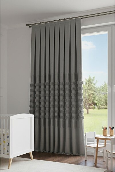 Madame Dower ✨   Noble Pano Gray Background Curtain 1X3 Frequent Pleats Double Wing |   Modern & Stylish Living Room Curtain