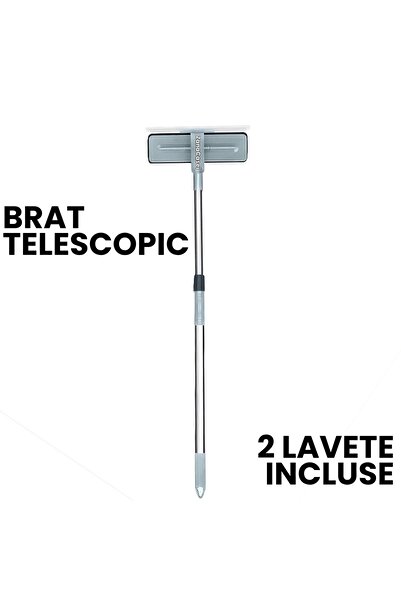 ZanaCasei Telescopic Window Squeegee – Extendable up to 130 cm, with 2 Refills Included