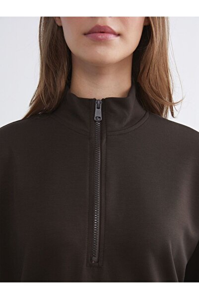 LC Waikiki Lcw Modest Stand Collar Oversize Women's Sweatshirt Tunic